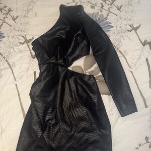 NWT MICHAEL COSTELLO X REVOLVE faux snakeskin leather one shoulder dress XS